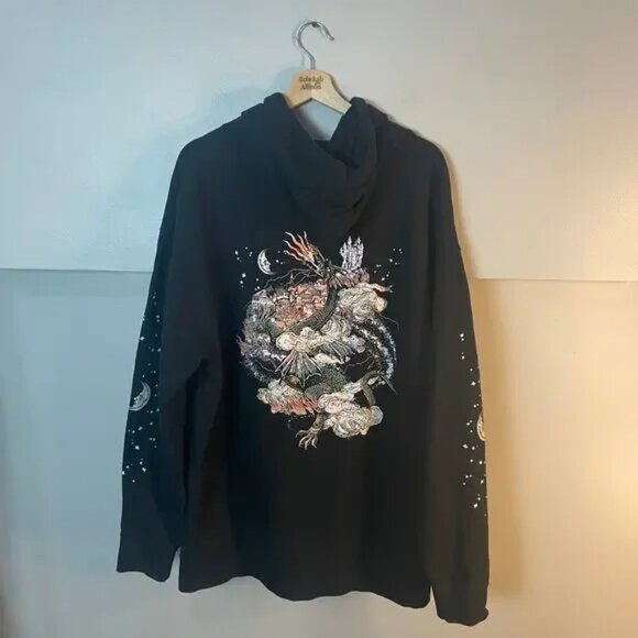 Phoebe Bridgers Dragon Pullover Hoodie Authentic 2XL Black Stars Moon Sweatshirt - Picture 4 of 13